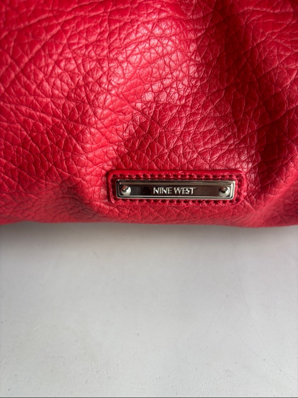 Nine West Red Textured Vegan Leather Hobo Bag - Picture 2 of 11